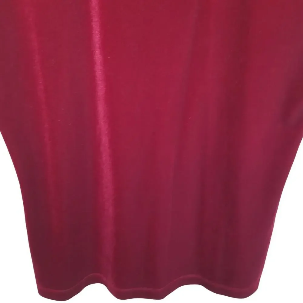 Chicos Aspen Red Velvet Mock Neck Top Sz M Classic Stretch Holiday Wedding Guest